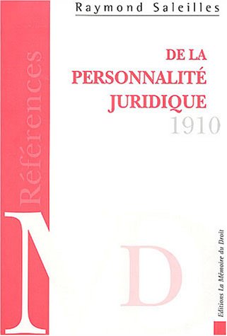 De la personnalité juridique