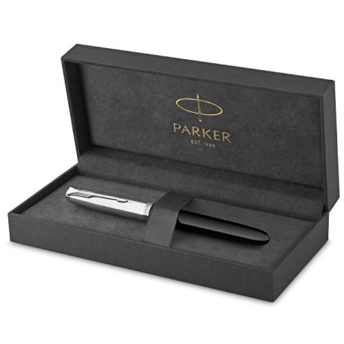 Parker 51 Fountain Pen | Black Barrel with Chrome Trim | Fine Nib with Black In…