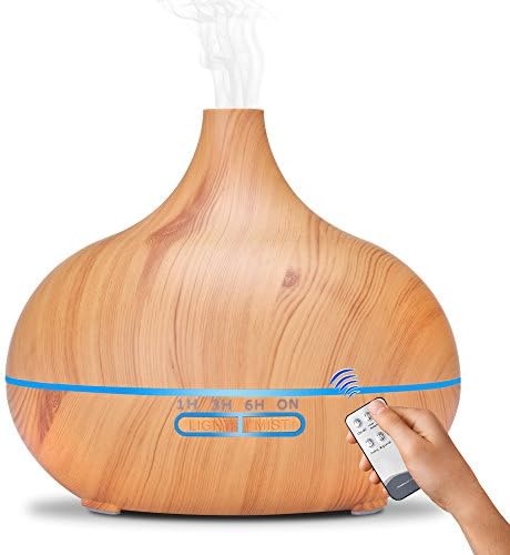 Kumiba 550ml Remote Control Wood Grain Cool Mist Humidifier Ultrasonic Aroma Essential Oil Diffuser Office Home Living Yoga Spa