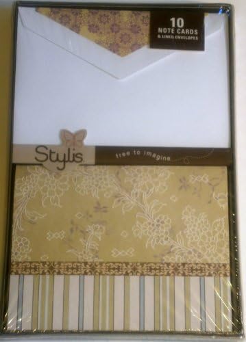 10 Sytlis Note Cards 5.5" X 4.25" 10 Embossed Cards w/ 10 Lined Envelopes-Blank Inside