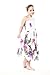 Girl Gypsy Uneven Button Hawaiian Luau Dress in White with Pink and Purple Floral