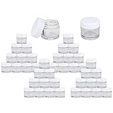 Beauticom High-Graded Quality 7 Grams/7 ML (Quantity: 60 Packs) Thick Wall Crystal Clear Plastic LEAK-PROOF Jars Container with White Lids for Cosmetic, Lip Balm, Lip Gloss, Creams, Lotions, Liquids