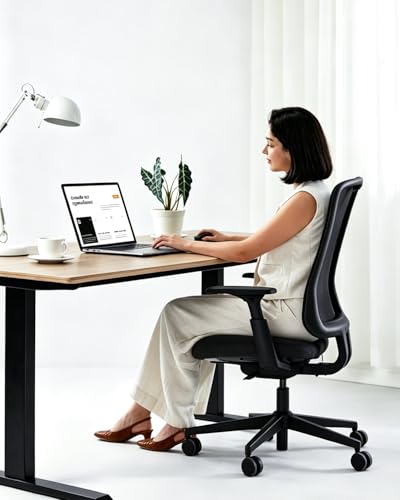 ProtoArc Ergonomic Desk Chair High Back Nylon Mesh, Incline Weight-Adaptive, Breathable Seat, Adjustable Arms, Tilt Lock (Flexer – Black)