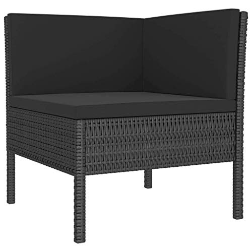 vidaXL Gartenmöbel 2-TLG. mit Auflagen Lounge Sofa Ecksofa Gartensofa Sitzgruppe Gartenset Gartengarnitur Fußhocker Poly Rattan Schwarz – Bild 4