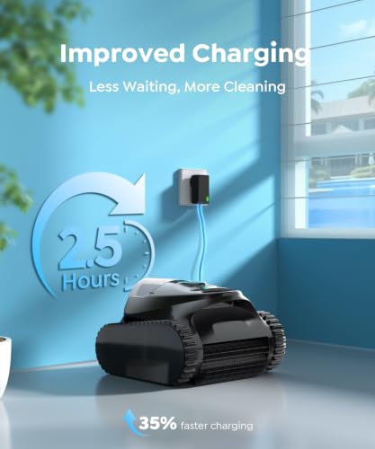 C1 Cordless Pool Cleaner Robot – 180 Mins Run Time, Triple-Motor Powerful Suction, Wall & Waterline Cleaning, Smart APP Navigation, Dual-Layer Filtration for Inground Pool up to 150㎡ (Semi-Black Blue)