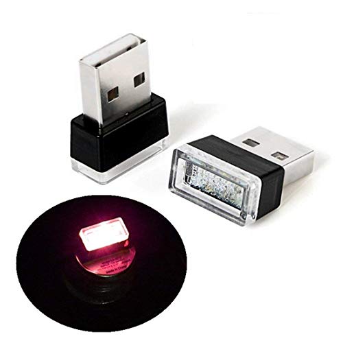 Rumfo 2Pcs Car USB Atmosphere Light, Mini USB Led Car Interior Ambient Lighting Decoration Night Light Automotive Decorative Led Lamp with USB Charging for All Cars Vehicle SUV Truck (Red)