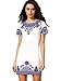 Floerns Women's Porcelain Print Short Sleeve Mini Top Shirt Dress