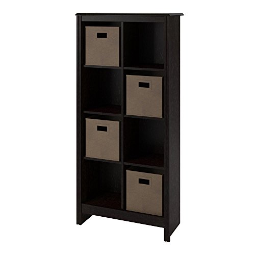 Ameriwood 8Cube Cubby Bookcase with 4Storage Bins, Dark