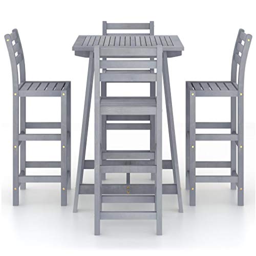 vidaXL Akazienholz Massiv Gartenbar Set 5-TLG. Theke Bar Tresen Gartentheke Bartisch Stehtisch Barhocker Barstuhl… – Bild 3