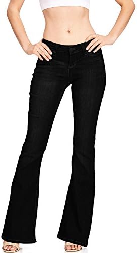 Women's Juniors High Waisted Flared Bell Bottom Jeans