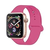 YC YANCH Compatible with for Apple Watch Band 38mm 40mm, Soft Silicone Sport Band Replacement Wrist Strap Compatible with for iWatch Series 5/4/3/2/1, Nike+, Sport, Edition, M/L, Dragon Fruit