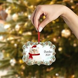 Cream Scottish Fold Cat Christmas Ornament 2024