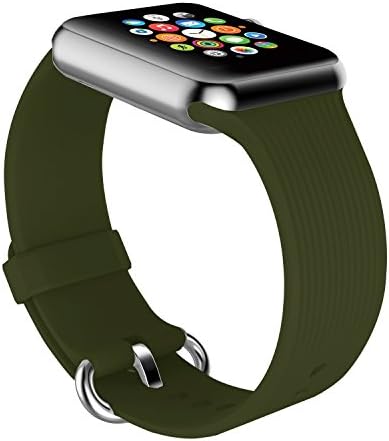 Youther for Apple Watch Bands, Soft Silicone Strap Replacement Wristbands for Apple Watch Sport Series 3 Series 2 Series 1 38mm Olive
