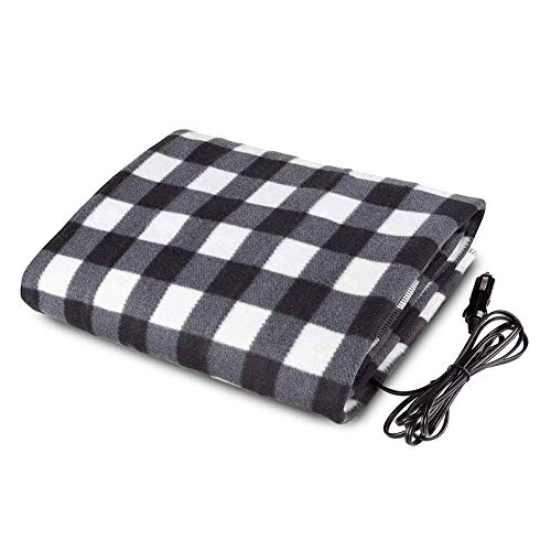 SeaHome Electric Car Blanket, 12V Heated Fleece Travel Throw Heating Blanket with AC Adapter for Car Auto Supplies RV - Great Cold Weather Supplies