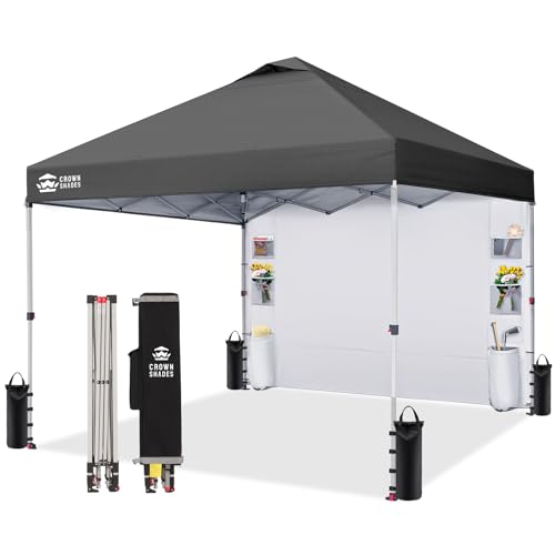 CROWN SHADES Canopy Tent 10x10 Pop Up Canopy with Side Pockets, Grid...