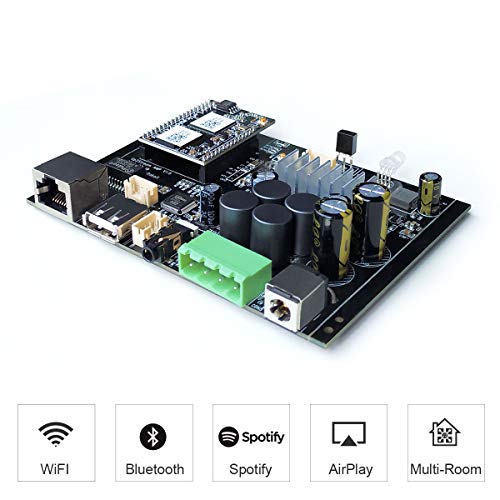Up2stream amp 2.0-WiFi&Bluetooth 5.0 with 50+50W 21V DC/2.0 HiFi Stereo Channel Multiroom Streaming Amplifier Board for DIY Speaker-Arylic Up2stream amp 2.0