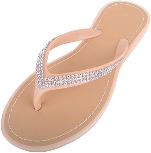 Absolute Footwear Womens Slip On Style Diamante Flip Flops/Sandals/Mules