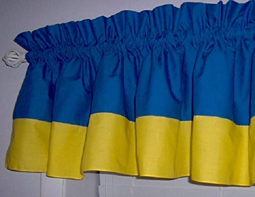 Amazon Com Royal Blue Primary Yellow Color Valance Curtain Two
