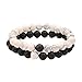 UEUC Distance Couple Bracelet His and Hers Black Matte Agate & White Stone 8mm Beads Bracelet