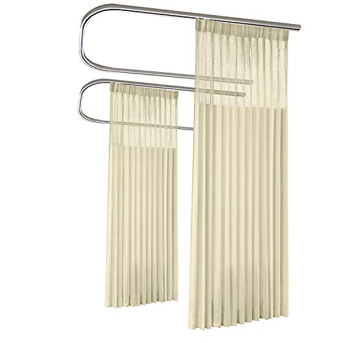 TWOPAGES Light Khaki Room Divider Privacy Cubicle Curtain Dustproof Curtain Mesh Top Pinch Pleat Curtain (1 Panel, 9'Wide x 8'Long) - Thumbnail 2