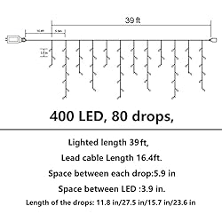 Joomer Christmas Icicle Lights, 400 LED 80 Drops