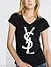 YSL BLACK Novelty Womans Black VNeck High Fashion Shirt