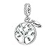 Hoobeads Tree of Life Charms Pendant Authentic 925 Sterling Silver Family Tree Bead for European Bracelet