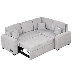 3 in 1 Convertible Sectional Sofa with Pull Out Bed