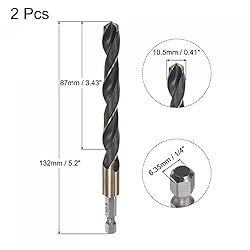 uxcell 2 Pcs High Speed Steel Hex Shank Twist Drill