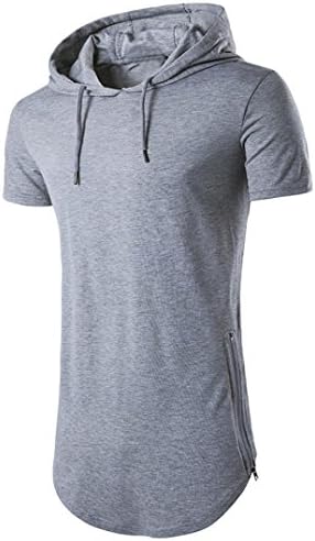 Mens Tops ,kaifongfu Hipster Hip Hop Short Sleeve Top Longline Pullover Hoodies Shirts Mens Blouse (XL, Gray)