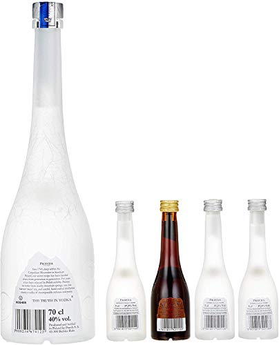 Pravda Wodka Geschenkset mit 4 verschiedenen flavored Miniaturen zum verschenken und sammeln (1 x 0.7 l + 4 x 0.05 l) – Bild 3
