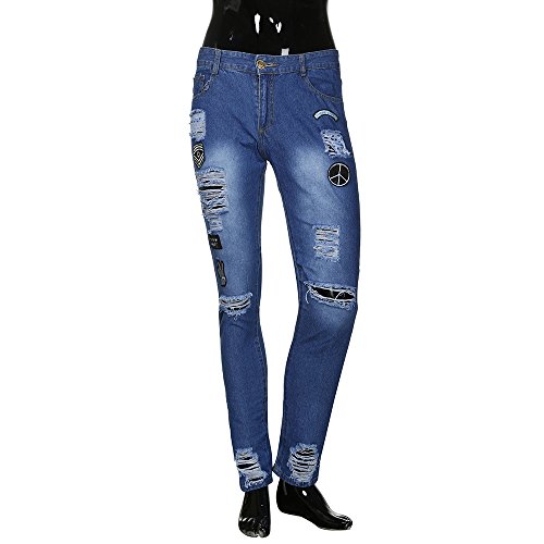 Slim Biker Zipper Denim Jeans Men Skinny Frayed Pants Distressed Rip Trousers Light Blue - Thumbnail 5