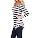 WILLTOO Women Stripes Stitching Long-Sleeved Shirt Tops Blouse (S, Gray)