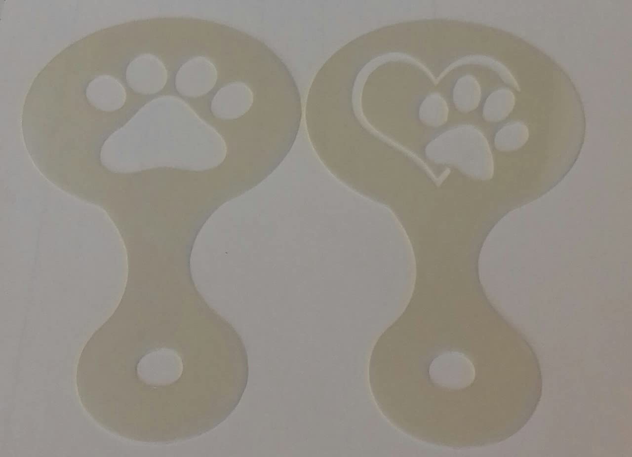 dog paw & paw in heart coffee cup / cappuccino stencils reusable many times present gift fundraising Crufts