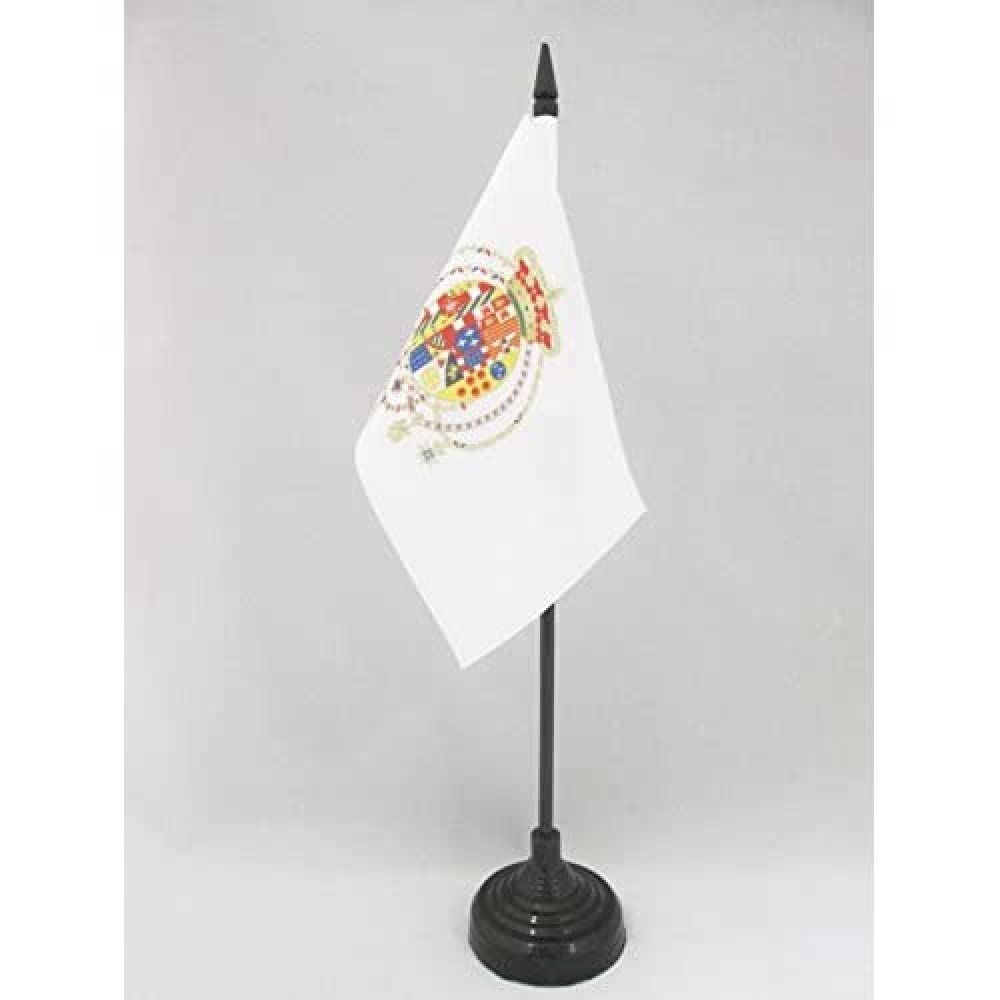 AZ FLAG - Kingdom of the Two Sicilies 1816 Table Flag 4'' x 6'' - Former sicilian Office Mini Banner 100% Polyester 15 x 10 cm - Mini Desk Flag with 10'' Pole and Black Plastic Base