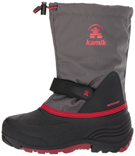 Kamik Boys' Waterbug5 Snow Boot, Charcoal/Red, 10 Medium US Toddler
