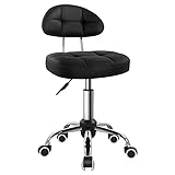 BFTOU Black Square Minimalist Swivel Stool with
