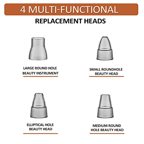 Blackhead Remover Vacuum, USB Rechargeable Facial Pore Cleaner Electric Acne Comedone Extractor Kit with Hot Compress Including 4 Suction Head and 3 Adjustable Suction for Women and Men