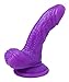 Frisky Silicone Realistic Suction Cup Mini Dildo, Purple, 4 Inch