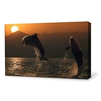 Canvas Wall Art Lovely Dolphin Canvas Prints Home Artwork Decoration for Living Room,Bedroom - 12x18 inches