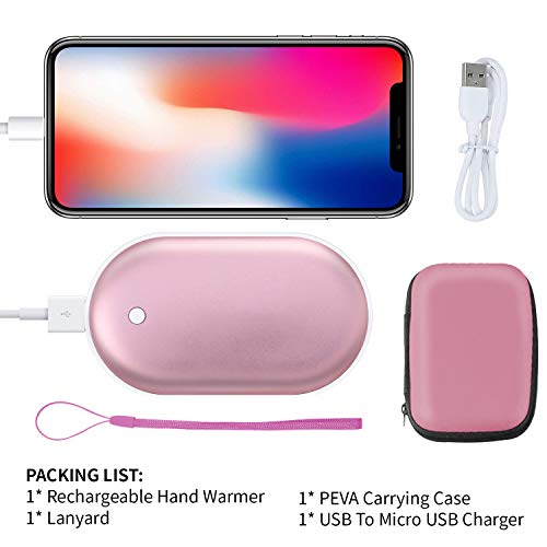 sherry Rechargeable Hand Warmers, 3 in 1 USB Hand Warmer 5200mAh USB Beverage Warmers Portable Heater Battery Hot Pocket Warmer Electric Handwarmers Pink