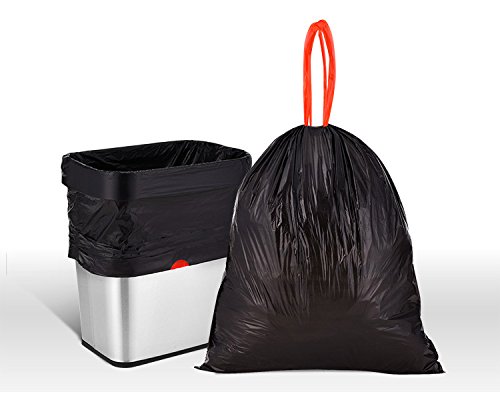 Warmtree Tall Kitchen Drawstring Trash Bags, 20 L / 5.2 Gallon,Black, 60 Count