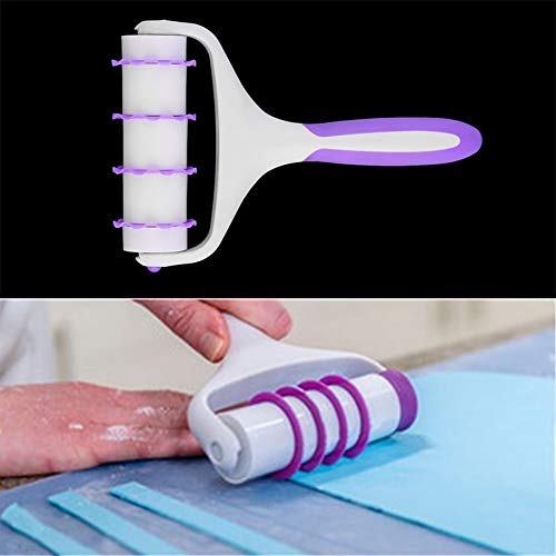 Roll Cake Fondant Strip Ribbon Cutter Sugar Cake Decorating Tools Plastic Cake Rolling Pin Embosser Roller Set Baking Tools
