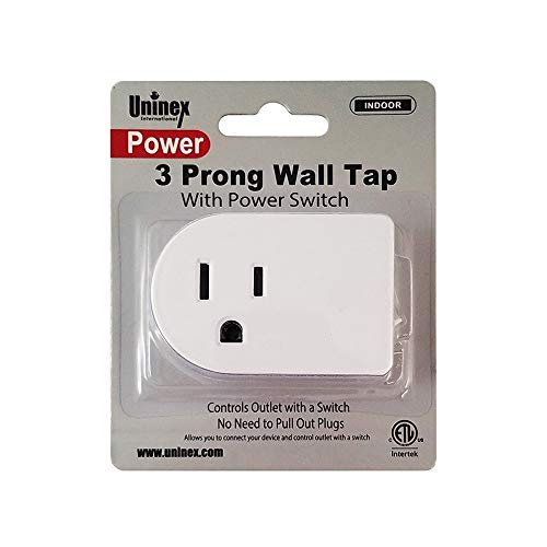 Uninex PS27 Single Grounded Outlet On/Off Power Switch with Amber Light, ETL Listed, White, 5-Pack