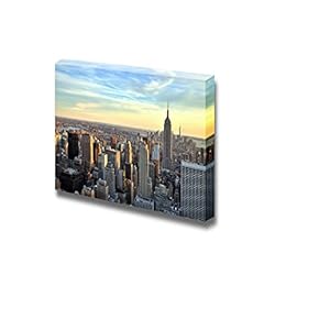 Canvas Prints Wall Art - New York City Midtown with Empire State Building at Sunset | Modern Wall Decor/Home Decoration Stretched Gallery Canvas Wrap Giclee Print. Ready to Hang - 12" x 18"