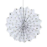 SUNBEAUTY Pack of 3 Tissue Paper Fans Collection Gold Dot Paper Fans Hanging Party Fans Decorations (White)