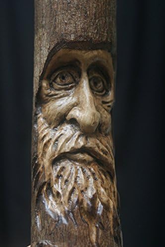 Woodcarving Wood Spirit Tree Face Spirit of the Woods Odd Weird Pagan Wiccan Sculpture Cabin Home Decor Old Man Gnome Wizard OOAK