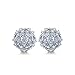 Bella Lotus Big CZ Flower Cluster 18k White Gold Plated Cocktail Earrings Studs