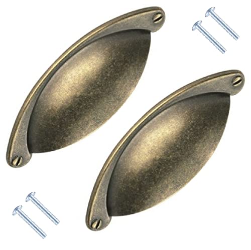 TERF® Antique Finish Cabinet Pull Handle 64mm Semi Circle Handle Pull Knob Including Fixing Screw for Use Window Drawer Cupboard Cabinet Wardrobe Door Gate - Pack of 2 — image 1