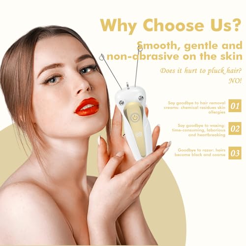 Electric Hair Remover for Women Facial Cotton Thread Hair Remover Electric Cotton Thread Hair Remover Facial Hair Removal for Arms and Legs Gold